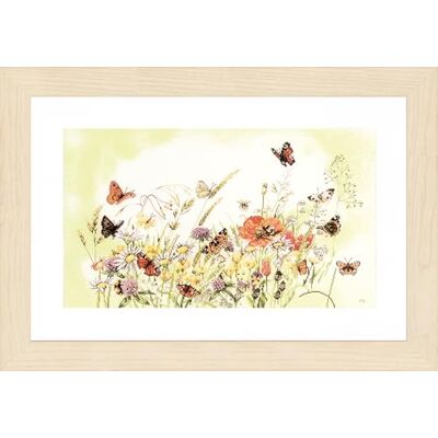Kit di punto croce Lanarte - Motivo farfalle e fiori - 56x32 cm Kit di punto croce Lanarte - Motivo farfalle e fiori - 56x32 cm
