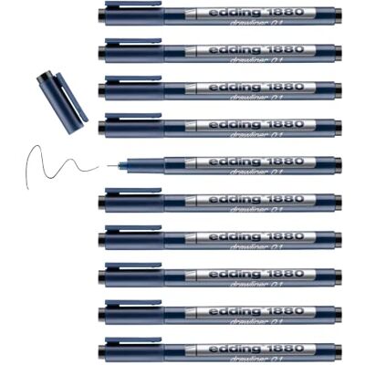 Edding Drawliner, confezione da 10 pezzi 0,25 millimetri nero Edding Drawliner, confezione da 10 pezzi 0,25 millimetri nero