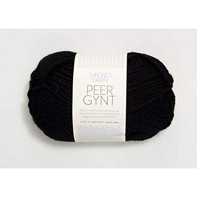 Sandnes Garn Peer Gynt col.1099 Gomitolo di lana, ca. 91 m, 50 g, colore: Nero Sandnes Garn Peer Gynt col.1099 Gomitolo di lana, ca. 91 m, 50 g, colore: Nero