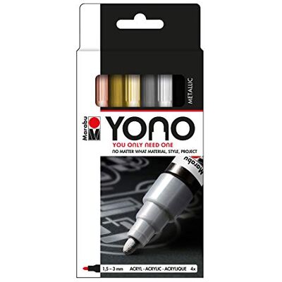 Marabu YONO 124000004001 Set di pennarelli in metallo con 4 colori, 1,5-3 mm Marabu YONO 124000004001 Set di pennarelli in metallo con 4 colori, 1,5-3 mm