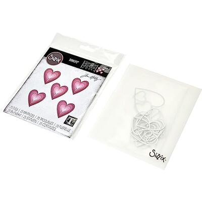 Sizzix Thinlits Die Set 25PK piastrelle impilate cuori di Tim Holtz, Sizzix Thinlits Die Set 25PK piastrelle impilate cuori di Tim Holtz,
