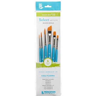 Princeton Art & Brush pennelli misti Select Artiste per olio, acrilico, acquerello Serie 3750, Brown, 123 Set Princeton Art & Brush pennelli misti Select Artiste per olio, acrilico, acquerello Serie 3750, Brown, 123 Set