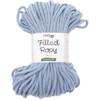 Stafil Filled Ropy Ø 6 mm, Filato Effetto Corda 250 g ~ 50 m, 70% Cotone Riciclato e 30% Poliestere, per Cestini, Decorazioni e Lavori a Uncinetto, Colore Azzurro Stafil Filled Ropy Ø 6 mm, Filato Effetto Corda 250 g ~ 50 m, 70% Cotone Riciclato e 30% Poliestere, per Cestini, Decorazioni e Lavori a Uncinetto, Colore Azzurro