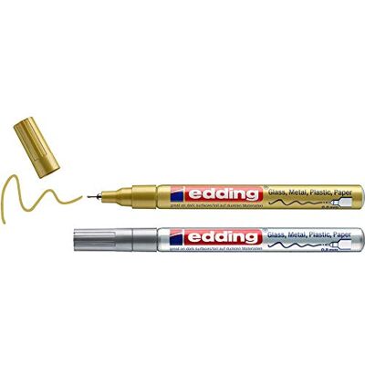 Edding 780 Marcatore a Vernice Lucida, Oro, Argento, Confezione Con 2 Pennarelli, Punta Rotonda Extra-Fine 0,8 Mm, Impermeabile, Altamente Coprente, Bullet Journals, Hand Lettering Edding 780 Marcatore a Vernice Lucida, Oro, Argento, Confezione Con 2 Pennarelli, Punta Rotonda Extra-Fine 0,8 Mm, Impermeabile, Altamente Coprente, Bullet Journals, Hand Lettering