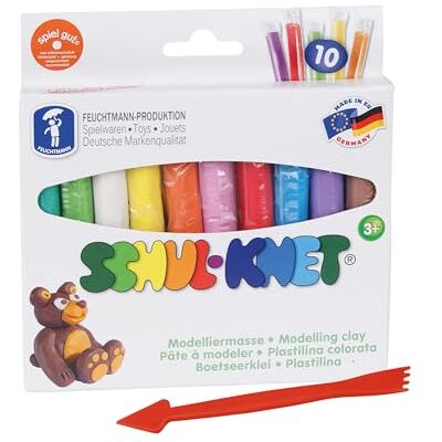 Feuchtmann Schul-KNET Set di impasti Basic + 10 x 18 g per bambini con strumento di modellazione pasta da gioco vegana senza glutine plastilina non secca pasta da modellare non tossica Feuchtmann Schul-KNET Set di impasti Basic + 10 x 18 g per bambini con strumento di modellazione pasta da gioco vegana senza glutine plastilina non secca pasta da modellare non tossica