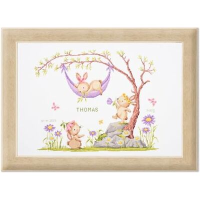 Vervaco Kit Punto Croce Contato CONIGLIETTI NEL GIARDINO Annuncio Nascita Punto Croce ca. 45 x 37 cm Regalo Personalizzato Set Fai Da Te Attività Creative Adulti Benvenuto Bambino Cross Stitch Vervaco Kit Punto Croce Contato CONIGLIETTI NEL GIARDINO Annuncio Nascita Punto Croce ca. 45 x 37 cm Regalo Personalizzato Set Fai Da Te Attività Creative Adulti Benvenuto Bambino Cross Stitch