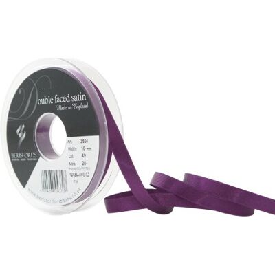 Berisfords Nastro Double-Face in Raso di Poliestere 10 mm, Prugna Berisfords Nastro Double-Face in Raso di Poliestere 10 mm, Prugna