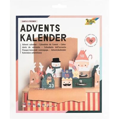 folia Calendario dell'Avvento Santa & Friends, Set per bricolage da 72 Pezzi Composto da 24 Sacchetti di Carta con Motivi Natalizi in 3 Dimensioni, 24 Fermagli in Legno Rosso e 24 Adesivi folia Calendario dell'Avvento Santa & Friends, Set per bricolage da 72 Pezzi Composto da 24 Sacchetti di Carta con Motivi Natalizi in 3 Dimensioni, 24 Fermagli in Legno Rosso e 24 Adesivi