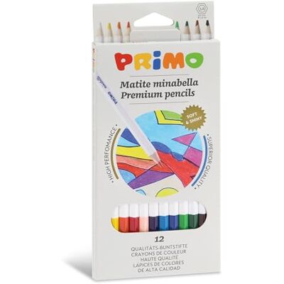PRIMO Matite Colorate Bambini +3 Anni e Artisti Mina Ø3.8 mm, 12 Colori a Matita Professionali Sfumabili e dal Colore Pieno, Colori per Bambini per Colorare Lavoretti Creativi, Set Matite Cartoleria PRIMO Matite Colorate Bambini +3 Anni e Artisti Mina Ø3.8 mm, 12 Colori a Matita Professionali Sfumabili e dal Colore Pieno, Colori per Bambini per Colorare Lavoretti Creativi, Set Matite Cartoleria