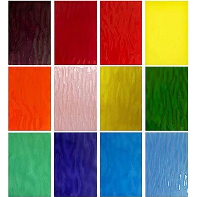 Unicoshape Confezione da 12 fogli di vetro colorato, 15,2 x 10,2 cm, piastrelle in vetro a mosaico, per lavori artigianali, texture mista Unicoshape Confezione da 12 fogli di vetro colorato, 15,2 x 10,2 cm, piastrelle in vetro a mosaico, per lavori artigianali, texture mista
