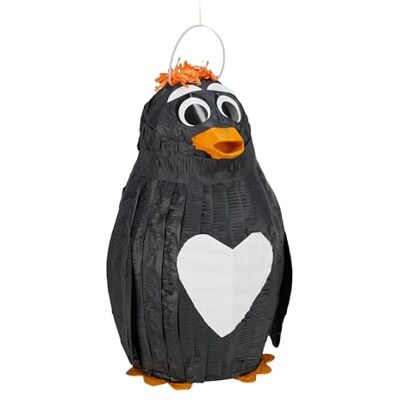 Relaxdays Pignatta a Forma di Pinguino, da Appendere, per Bambini e Adulti, da Riempire, HxLxP: 42 x 21 x 21 cm, Nera Relaxdays Pignatta a Forma di Pinguino, da Appendere, per Bambini e Adulti, da Riempire, HxLxP: 42 x 21 x 21 cm, Nera