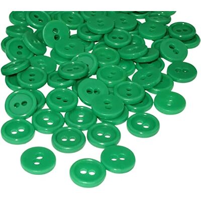 Aerzetix C56275 Set di 100 Bottoni rotondi per cucito Ø11.5x2.2mm con 2 fori diametro apertura 2mm colore verde chiaro in plastica hobby creativo decorazione cucire merceria moda Aerzetix C56275 Set di 100 Bottoni rotondi per cucito Ø11.5x2.2mm con 2 fori diametro apertura 2mm colore verde chiaro in plastica hobby creativo decorazione cucire merceria moda