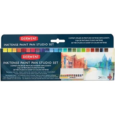 Derwent Inktense Set di 24 Tempere Solubili in Acqua, Adatte a Pittura e Bricolage su Carta e Tessuto, Include 1 Spugna, 1 Mini Waterbrush e 1 Tavolozza da 5 Pozzetti (2302636) Derwent Inktense Set di 24 Tempere Solubili in Acqua, Adatte a Pittura e Bricolage su Carta e Tessuto, Include 1 Spugna, 1 Mini Waterbrush e 1 Tavolozza da 5 Pozzetti (2302636)