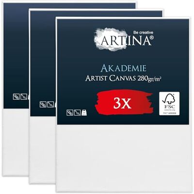Artina Set da 3 Tela per Dipingere 100% Cotone Telaio in Legno Certificato 70x90cm bianca non si deforma Canvas tele per pittura FSC cunei colori acrilici bianche artisti acrilico Akademie Artina Set da 3 Tela per Dipingere 100% Cotone Telaio in Legno Certificato 70x90cm bianca non si deforma Canvas tele per pittura FSC cunei colori acrilici bianche artisti acrilico Akademie