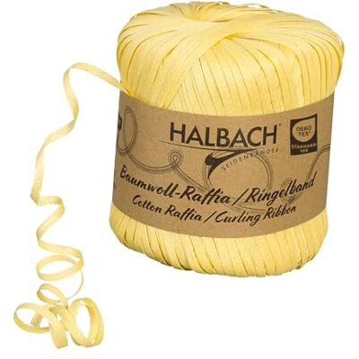 Halbach Nastro di seta a righe larghezza 4 mm lunghezza 100 m nastro regalo sostenibile per lottare e confezionare regali in 100% cotone Colore: giallo Halbach Nastro di seta a righe larghezza 4 mm lunghezza 100 m nastro regalo sostenibile per lottare e confezionare regali in 100% cotone Colore: giallo