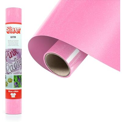 SISER ® Glitter Neon Pink, 30cm x 0,5mt, Vinile Termotrasferibile Termoadesivo Glitterato per la Personalizzazione dei Tessuti, Abbigliamento e Accessori, Hobby Creativi, Facile da Tagliare SISER ® Glitter Neon Pink, 30cm x 0,5mt, Vinile Termotrasferibile Termoadesivo Glitterato per la Personalizzazione dei Tessuti, Abbigliamento e Accessori, Hobby Creativi, Facile da Tagliare