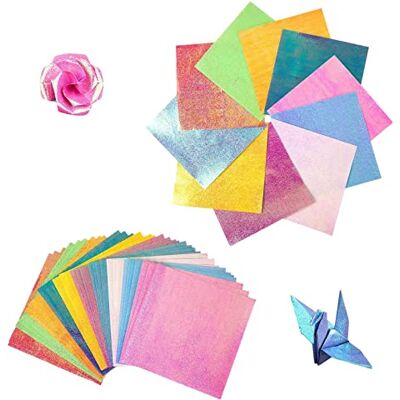 TFSYLISA 50 Fogli Carta Glitterata,Quadrati Carta Lucido Origami con 10 Colori Cartoncino Glitterato Per Attività di Artigianato Bambini Fai Da Te Art 15x15cm TFSYLISA 50 Fogli Carta Glitterata,Quadrati Carta Lucido Origami con 10 Colori Cartoncino Glitterato Per Attività di Artigianato Bambini Fai Da Te Art 15x15cm