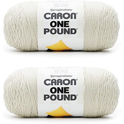 Caron One Pound Off Filato bianco – 2 confezioni da 454 g – acrilico – 4 medio (pettinato) – 800 metri – per lavoro a maglia, uncinetto e artigianato Caron One Pound Off Filato bianco – 2 confezioni da 454 g – acrilico – 4 medio (pettinato) – 800 metri – per lavoro a maglia, uncinetto e artigianato
