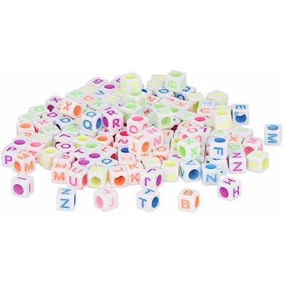 INNSPIRO Perline in plastica cubi lettere bianco colori assortiti 6 mm. 1000 u. ca INNSPIRO Perline in plastica cubi lettere bianco colori assortiti 6 mm. 1000 u. ca