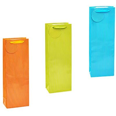 TSI 85286 Sachetti da Regalo per Bottiglie, 3 Colori a Righe d'Argento Sottilissime, Misura 36 X 12 X 8 Cm, Confezione da 12 Pezzi TSI 85286 Sachetti da Regalo per Bottiglie, 3 Colori a Righe d'Argento Sottilissime, Misura 36 X 12 X 8 Cm, Confezione da 12 Pezzi