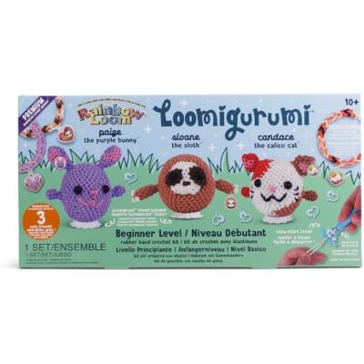 BANDAI Rainbow Loom Loomigurumi Confezione da 3 Animali da Creare con Elastici Confezione con 3 Loomigurumi da realizzare, elastici, uncinetto e accessori inclusi, attività creativa dai 10 anni BANDAI Rainbow Loom Loomigurumi Confezione da 3 Animali da Creare con Elastici Confezione con 3 Loomigurumi da realizzare, elastici, uncinetto e accessori inclusi, attività creativa dai 10 anni