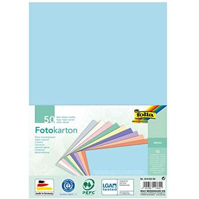 folia Cartoncino fotografico Mix pastello DIN A4, 300 g/mq, 50 fogli, colori assortiti in 10 diversi colori, per fai da te e creare biglietti, immagini per finestre e scrapbooking folia Cartoncino fotografico Mix pastello DIN A4, 300 g/mq, 50 fogli, colori assortiti in 10 diversi colori, per fai da te e creare biglietti, immagini per finestre e scrapbooking