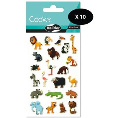 Maildor ADESIVI 3D Cooky confezione da 10 fogli 12x8 cm 220 adesivi savana Maildor ADESIVI 3D Cooky confezione da 10 fogli 12x8 cm 220 adesivi savana