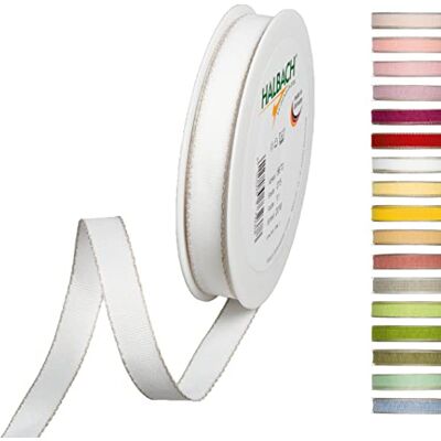 Halbach Seidenbänder Nastro decorativo con bordi in lino, larghezza: 15 mm, lunghezza 20 m, nastro per regali, decorazione fai da te, colore: bianco/lino Halbach Seidenbänder Nastro decorativo con bordi in lino, larghezza: 15 mm, lunghezza 20 m, nastro per regali, decorazione fai da te, colore: bianco/lino