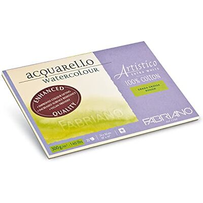 Honsell Fabriano Artistico Acquarello Watercolour, extra bianco, grana grossa, 26 x 36 cm, 20 fogli da 300 g/m², cartoncino acquerello di alta qualità, blocco 4 lati Honsell Fabriano Artistico Acquarello Watercolour, extra bianco, grana grossa, 26 x 36 cm, 20 fogli da 300 g/m², cartoncino acquerello di alta qualità, blocco 4 lati