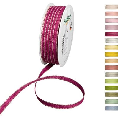 Halbach Seidenbänder Nastro decorativo con bordi in lino, larghezza 7 mm, lunghezza 30 m, nastro regalo per decorare fai da te, nastro decorativo fai da te, colore: viola/lino Halbach Seidenbänder Nastro decorativo con bordi in lino, larghezza 7 mm, lunghezza 30 m, nastro regalo per decorare fai da te, nastro decorativo fai da te, colore: viola/lino
