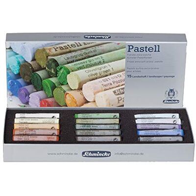 Schmincke Pastelli, 15 colori Paesaggio, 77 315 097, set di cartone con 15 pastelli fatti a mano, colori brillanti, satinati-opachi, altamente resistenti alla luce Schmincke Pastelli, 15 colori Paesaggio, 77 315 097, set di cartone con 15 pastelli fatti a mano, colori brillanti, satinati-opachi, altamente resistenti alla luce