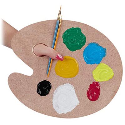 Relaxdays Tavolozza dei Colori in Legno, con Foro, Acrilici, Acquerelli e Tempere, Artisti, 30,5x25 cm, Legno Naturale Relaxdays Tavolozza dei Colori in Legno, con Foro, Acrilici, Acquerelli e Tempere, Artisti, 30,5x25 cm, Legno Naturale