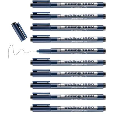 Edding Drawliner, confezione da 10 pezzi 0,25 millimetri nero Edding Drawliner, confezione da 10 pezzi 0,25 millimetri nero