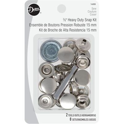 Dritz Kit resistente da 5/8", 8 set con strumenti, chiusure a scatto argentate, nichel 8 pezzi Dritz Kit resistente da 5/8", 8 set con strumenti, chiusure a scatto argentate, nichel 8 pezzi