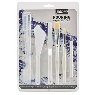 PEBEO Set 11 Accessori Pouring Experiences-2 Coltelli da Pittore, 2 Pennelli, 1 Utensile per Marmorizzare, 1 Spatole e 5 Pipette PEBEO Set 11 Accessori Pouring Experiences-2 Coltelli da Pittore, 2 Pennelli, 1 Utensile per Marmorizzare, 1 Spatole e 5 Pipette