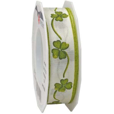 PRÄSENT Pattberg Nastro in taffettà con Motivo Felicità, Altezza 25 mm, Lunghezza 20 m, Colore Verde PRÄSENT Pattberg Nastro in taffettà con Motivo Felicità, Altezza 25 mm, Lunghezza 20 m, Colore Verde