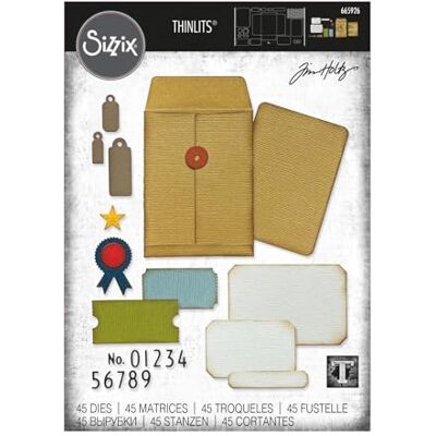 Sizzix Thinlits Set di Fustelle Dettagliate di Tim Holtz per Esposizioni Curate e Mixed Media Collector 45 Pezzi Sizzix Thinlits Set di Fustelle Dettagliate di Tim Holtz per Esposizioni Curate e Mixed Media Collector 45 Pezzi