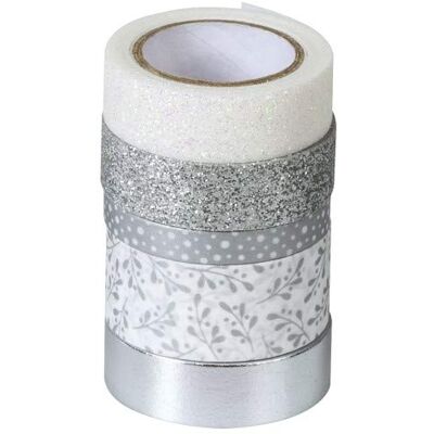 HEYDA Nastro decorativo misto, 5 pz, colore: Argento HEYDA Nastro decorativo misto, 5 pz, colore: Argento
