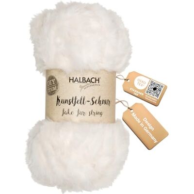 Halbach Seidenbänder Morbida lana da lavorare a maglia, gomitolo da 50 g, larghezza: 1 cm, filato di pelliccia sintetica per fai da te, colore: bianco naturale Halbach Seidenbänder Morbida lana da lavorare a maglia, gomitolo da 50 g, larghezza: 1 cm, filato di pelliccia sintetica per fai da te, colore: bianco naturale