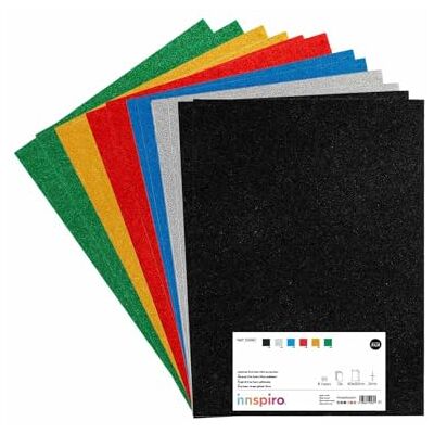 INNSPIRO Set 12 fogli di gomma EVA pellicola glitter assortiti 6 colori 40x60cm.x2mm. INNSPIRO Set 12 fogli di gomma EVA pellicola glitter assortiti 6 colori 40x60cm.x2mm.