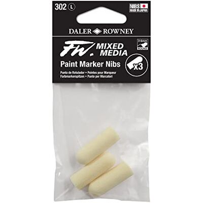 Daler Rowney FW Pennarello a colori misti, misura grande, 3-6 mm, confezione da 3, colore: bianco Daler Rowney FW Pennarello a colori misti, misura grande, 3-6 mm, confezione da 3, colore: bianco