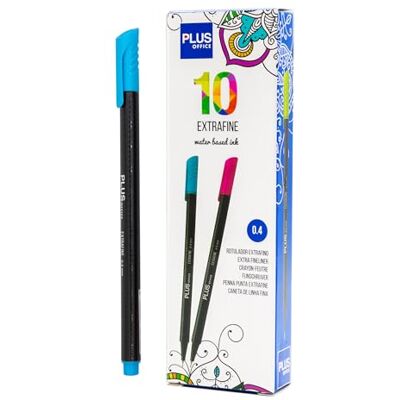 Plus Office – 10 pennarelli a punta fine 0,4 mm, ideali per scrivere, dipingere e disegnare, penne scolastiche con punta fine, inchiostro colorato a base d'acqua (celeste) Plus Office – 10 pennarelli a punta fine 0,4 mm, ideali per scrivere, dipingere e disegnare, penne scolastiche con punta fine, inchiostro colorato a base d'acqua (celeste)