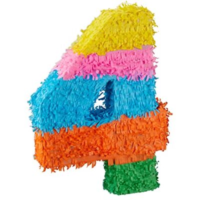 Relaxdays Pignatta per Feste di Compleanno, Numero 4, da Appendere, per Bambini e Adulti, da Riempire, Colorata Relaxdays Pignatta per Feste di Compleanno, Numero 4, da Appendere, per Bambini e Adulti, da Riempire, Colorata