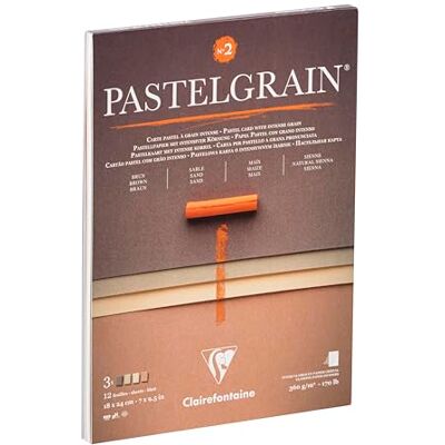 Clairefontaine Blocco collato PastelGrana n°2-12 fogli di carta speciale per pastelli secchi 18x24 cm 360g Assorti teintes naturelles divisori di carta Cristal Clairefontaine Blocco collato PastelGrana n°2-12 fogli di carta speciale per pastelli secchi 18x24 cm 360g Assorti teintes naturelles divisori di carta Cristal