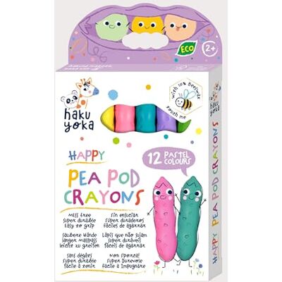 Haku Yoka Happy Pea Pod Pastelli, 12 colori pastello, super resistenti, facili da impugnare, età 2+, FSC Haku Yoka Happy Pea Pod Pastelli, 12 colori pastello, super resistenti, facili da impugnare, età 2+, FSC
