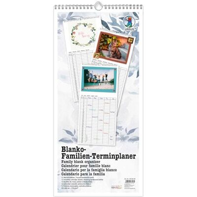 URSUS 5390000 Agenda familiare vuota bianca, in cartone, 170g/m², 12 pagine mensili, formato 23 x 49 cm, calendario da parete personalizzabile per scrivere, colorare e disegnare URSUS 5390000 Agenda familiare vuota bianca, in cartone, 170g/m², 12 pagine mensili, formato 23 x 49 cm, calendario da parete personalizzabile per scrivere, colorare e disegnare