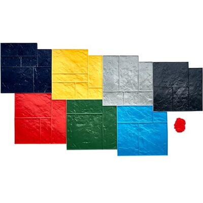 VEVOR Tappetini per timbri in cemento 7 pezzi, Tappetino per timbri in poliuretano per piastrelle in pietra, 618 x 618 mm, Stampo per texture in cemento senza cuciture per decorazioni, Multicolore VEVOR Tappetini per timbri in cemento 7 pezzi, Tappetino per timbri in poliuretano per piastrelle in pietra, 618 x 618 mm, Stampo per texture in cemento senza cuciture per decorazioni, Multicolore