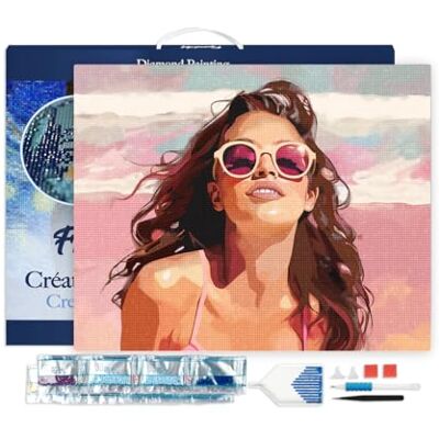 Diamond Painting con telaio Art 5D kit completo 40x50cm Tela già Incorniciata Interamente da Ricoprire di Diamonds Quadrati Gioia in spiaggia Pittura Diamante Attività Creativa Diamond Painting con telaio Art 5D kit completo 40x50cm Tela già Incorniciata Interamente da Ricoprire di Diamonds Quadrati Gioia in spiaggia Pittura Diamante Attività Creativa