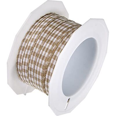 Nastro decorativo riciclato C.E. Pattberg - Taupe/Bianco - 20m, 10mm Nastro decorativo riciclato C.E. Pattberg - Taupe/Bianco - 20m, 10mm