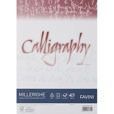 Favini A690224 Calligraphy Millerighe colore Bianco 100 gr/m2 formato A4 21x29,7 cm 50 fogli ideali per Inviti Partecipazioni Diplomi Menù Made in Italy Favini A690224 Calligraphy Millerighe colore Bianco 100 gr/m2 formato A4 21x29,7 cm 50 fogli ideali per Inviti Partecipazioni Diplomi Menù Made in Italy